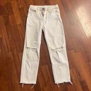 BDG cream distressed mom jeans
